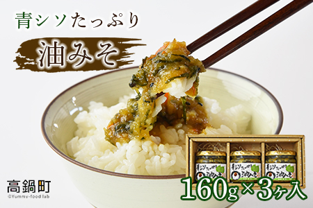 [青シソたっぷり油みそ 160g×3個]入金確認後、翌月末迄に順次出荷[c844_mz_x2]