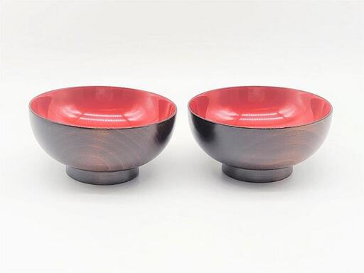 川連漆器 木目汁椀 ペア 漆器 漆器 【佐藤豊八商店】[B5-5801]