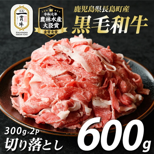 鹿児島県長島町産 黒毛和牛切り落とし (計600g・300g×2P) 牛肉 切り落とし 小分け 黒毛和牛 鹿児島 和牛 切り落とし 牛切り落とし [宮路ファーム]f-miyaji-7026