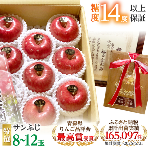 【りんご品評会最高賞】特選/贈答用 糖度14度以上保証「サンふじ」3kg りんご_果物・フルーツ りんご  リンゴ 林檎_【配送不可地域：離島】【1085322】