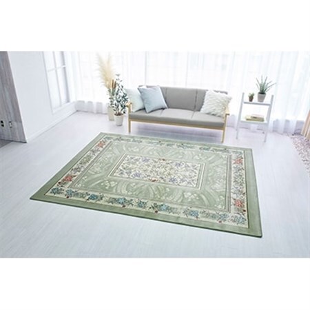 絨毯 ラグマット 3畳 長方形 250×200 洗える 厚手 ブラッサム グリーン_雑貨・日用品  家具・インテリア _【1125089】