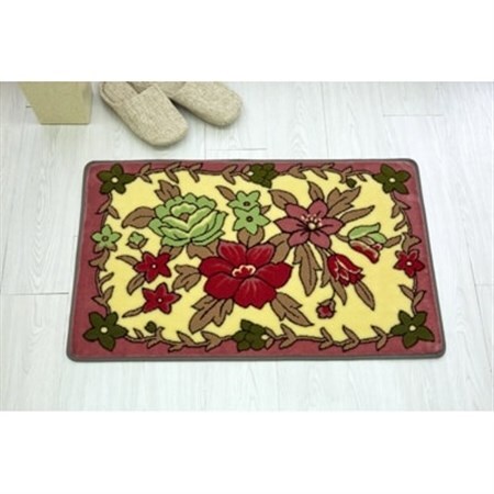 玄関マット 50×80 洗える マット 高級 金華山織 フラワーアレンジ ピンク_雑貨・日用品  家具・インテリア _【1125214】