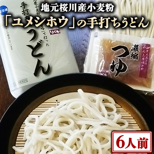 [ 手打ちうどん ・ 6人前セット ] 地元 桜川産 小麦粉 「 ユメシホウ 」 使用 うどん 手打ち 麺 食品 [AN002sa]