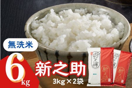 【令和7年産米】新之助 無洗米 6kg（3kg×2袋） 徳永農園[Y0138]