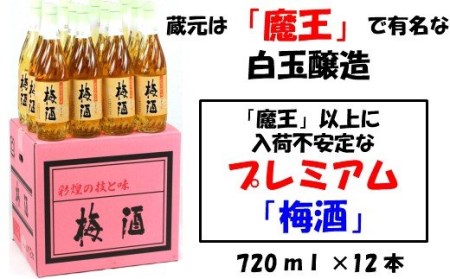 【魔王の蔵元】白玉醸造の「プレミアム梅酒720ｍｌ」12本セット 4023-2