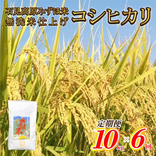 【定期便】令和7年産石見高原みずほ米コシヒカリ 無洗米仕上 10kgｘ6回 