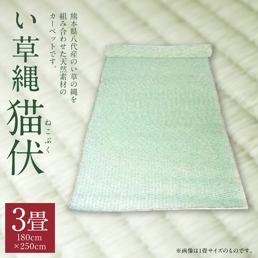 い草縄 猫伏(3畳)1,800mm×2,500mm カーペット ラグ マット い草 イ草 いぐさ イグサ 藺草 インテリア 九州産 国産 日本製