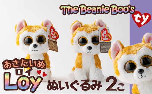 35P7303 Tyぬいぐるみ秋田犬Loy(ロイ)　2個セット【花ドーム】
