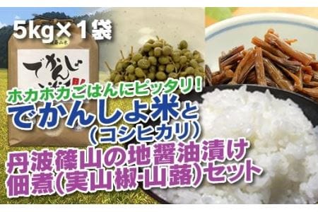 【令和7年産】丹波篠山の地醤油漬・佃煮セット でかんしょ米5kg  実山椒・山蕗 ごはんのお供付き AD25    