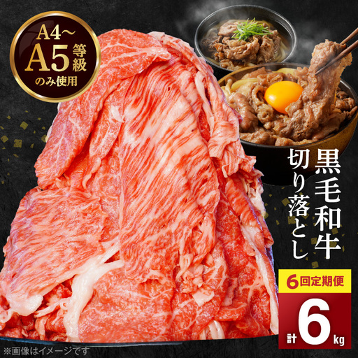 S001-001-T06A_【定期便6回】A4～A5等級 黒毛和牛切り落とし1kg（500g×2P）6か月連続お届け / 【定期便】 6回 ミシュランビブグルマン 獲得 黒毛和牛 切り落とし 500g × 2パック A4 〜 A5等級 特選 毎月届く 肉 牛肉 和牛 国産 サシ 霜降り 黒毛和種 炒め物 牛丼 肉じゃが 肉うどん 熊本県 天草市 お取り寄せ グルメ 送料無料
