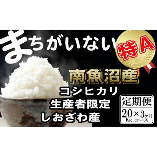 【令和7年】【定期便】生産者限定 契約栽培　南魚沼しおざわ産コシヒカリ（20Kg×3ヶ月） | コシヒカリ