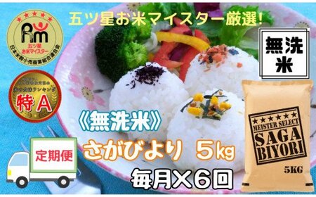 令和7年産 【定期便】《無洗米》さがびより ５kg×６回　999-B1054