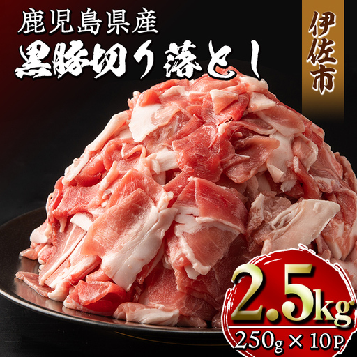 isa267 鹿児島県産黒豚切り落とし(計2.5kg・250g×10P) 精肉 小分け 切落とし 料理 パック 国産 薄切り 豚肉 九州産 冷凍 [増元精肉店]