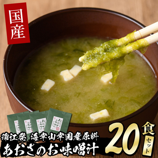  〈数量限定〉国産 あおさのお味噌汁(20食)あおさ 海藻 味噌汁 おみそ汁 生みそ インスタント 常温 大分県 佐伯市 防災【DE05】【安部水産 (株)】