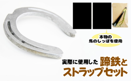 蹄鉄 （ 鉄製 シルバー ）& 馬のしっぽの毛 ストラップ （ 鹿毛 ） 【馬っこパーク・いわて】