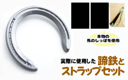 蹄鉄 （ アルミ製 シルバー ）& 馬のしっぽの毛 ストラップ （ 鹿毛 ） 【馬っこパーク・いわて】