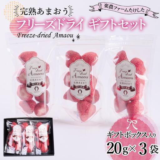 形も味もそのまま楽しめる！完熟あまおう【フリーズドライギフトセット】 (20g×3袋)