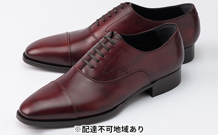 革靴 ビジネスシューズ 手染め 赤 国産 革靴 24.5cm