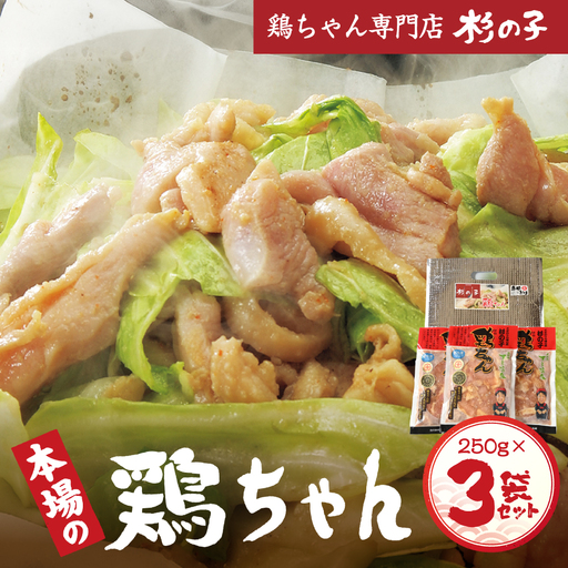 鶏ちゃん専門店「杉の子」味付き鶏ちゃん 250g×3袋【59-1】
