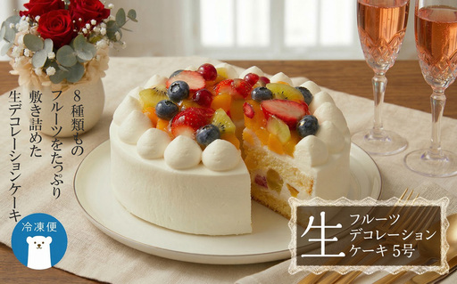【 菓子庵たちかわ 】 フルーツ生デコレーションケーキ 5号