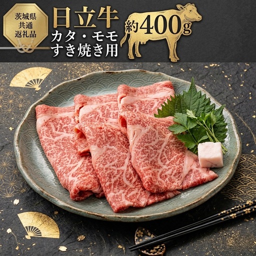 【 常陸牛 】 カタ ・ モモ すき焼き用 約400g ( 茨城県共通返礼品 )