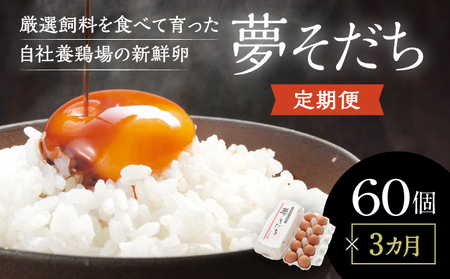 F-37[3か月定期便]お届け日時の指定可能「夢そだち60個」厳選飼料を食べて育った自社養鶏場の新鮮卵を♪