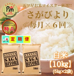 CID43_【６回定期便】さがびより白米１０kg（５kg×２袋） 【五つ星お米マイスター厳選！】