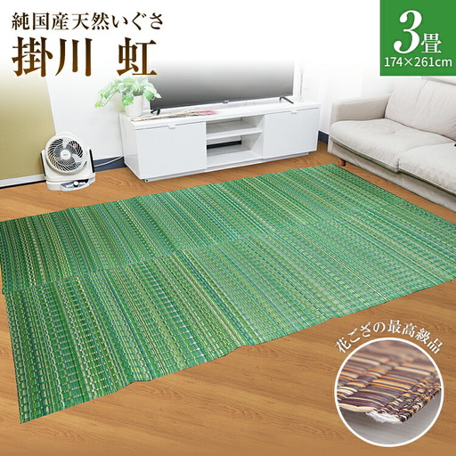 純国産天然いぐさ　「掛川　虹」３畳（緑色）　BG012