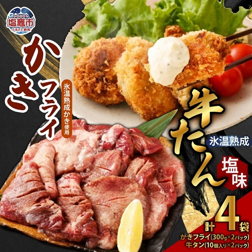 牛たん 塩味 & かきフライセット(各2パック) [04203-0394]