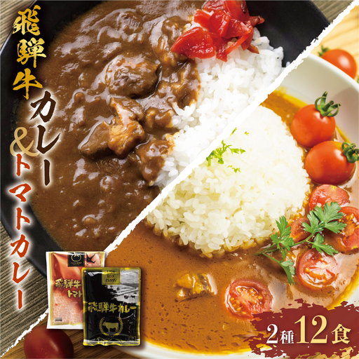 飛騨牛カレー  &トマトカレー  計12袋  | 訳あり ビーフ カレー 常温 DC004VC13