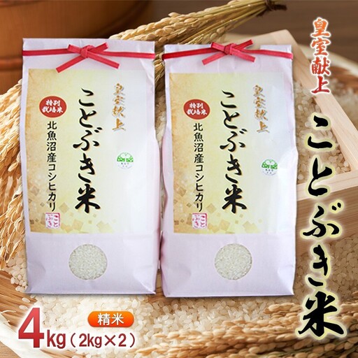 令和7年産 皇室献上 ことぶき米（精米）4kg（2kg×2） お米 