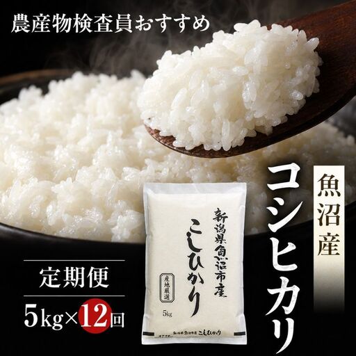 農産物検査員お奨め 魚沼産 こしひかり 精米 5kg 12ヶ月 連続お届け （ 米 定期便 コシヒカリ お米 定期 新潟 魚沼 魚沼産コシヒカリ 魚沼産こしひかり こめ コメ おこめ 白米 お楽しみ 12回 ） 新潟県 
