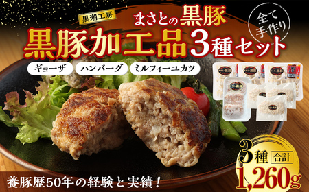 [黒豚加工品 3種セット ギョーザ ハンバーグ ミルフィーユカツ]翌々月末迄に順次出荷[c896_ks_x3]