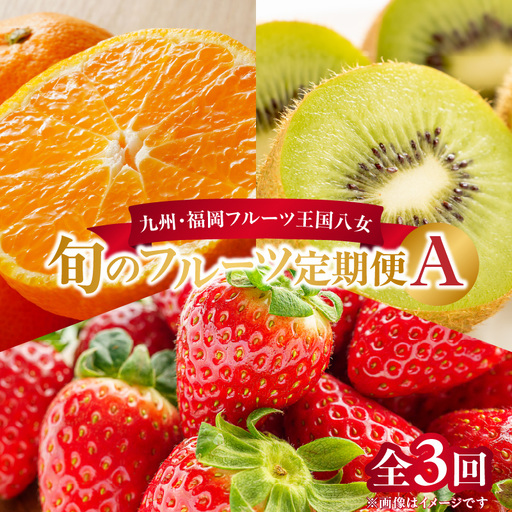 九州・福岡フルーツ王国八女 旬のフルーツ定期便【全3回】A ＜配送不可：北海道・沖縄・離島＞ フルーツ 定期便 あまおう みかん キウイ 季節のフルーツ 果物 おすすめ セット 産地直送 福岡県 八女市 072-T001