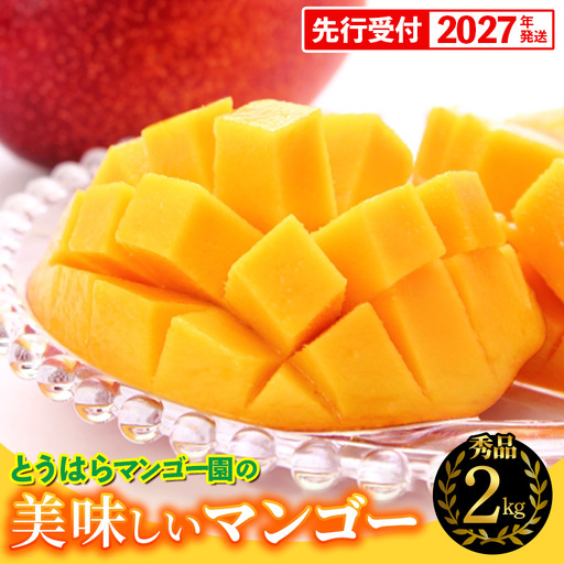 【化粧箱入】【先行受付・2026年発送】とうはらマンゴー園の美味しいマンゴー秀品 約2kg - 先行予約 沖縄 産地直送 南国フルーツ 旬の味覚 旬のフルーツ 贈り物 ギフト 沖縄県 八重瀬町
