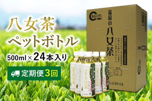八女茶 煎茶ペットボトル 500ml×24本 【3ヵ月定期便】【E7-006】