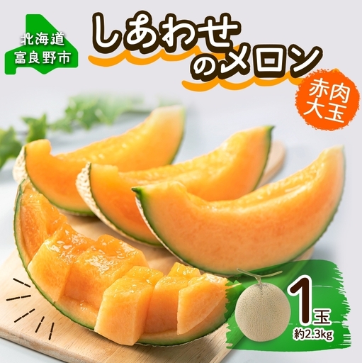 [2026年発送] ふらの産 しあわせのメロン 赤肉 大玉 1玉 約2.3kg メロン 富良野メロン