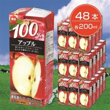 毎日牛乳 毎日100%アップル 200ml紙パック×48本入【1282193】