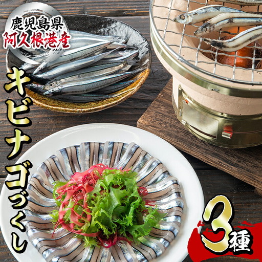 鹿児島県産！あくねキビナゴづくし(3種)生きびなご、一夜干し、刺身をセットに冷凍でお届け！魚介類 海鮮 海の幸 きびなご キビナゴ 刺し身 さしみ 一夜干し【マルホせいうん水産】akn046-03