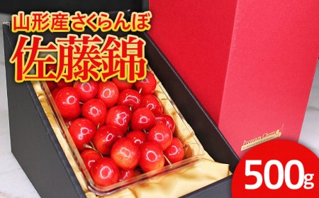 ★旬大粒★山形産 佐藤錦 特秀品 2Lサイズ 500g ゴールドバラ斜め 化粧箱詰 【令和9年産先行予約】FS26-610