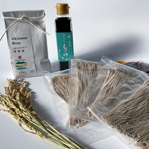 さんべ十割半生蕎麦（かえししょうゆ付き）とうきぬの米のセット 【なまそば 100g×4 つゆ 40ml×4 かえししょうゆ 150ml コシヒカリ 2合 島根県産 大田市産 詰め合わせ セット】