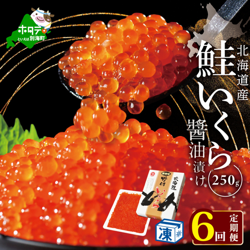【定期便 6ヵ月】計1.5kg【250g×1パック 6回 お届け】本場「北海道」 いくら 醤油漬け 別海町 いくら