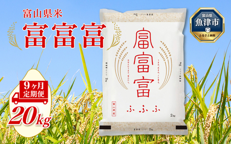 【令和8年度米】【9ヶ月定期便】富山県産米「富富富」20kg（5kg×4袋）（精米）｜9ヶ月定期便 9回 9ヶ月 富富富 ふふふ こめ コメ お米 おこめ 白米 精米 ブランド米 雪解け水 冷めても 美味しい おにぎり お弁当 高品質 魚津市 