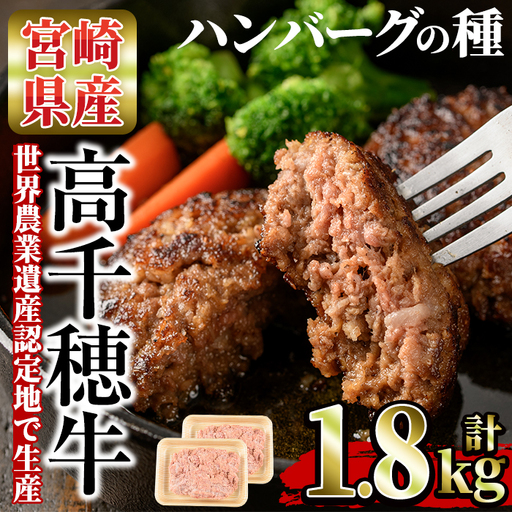 高千穂牛 ハンバーグの種(計1.8kg・900g×2P)【MT006】【JAみやざき 高千穂牛ミートセンター】