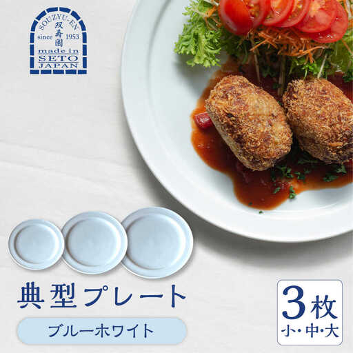【瀬戸焼】 典型プレート 3サイズセット　【カラー：ブルーホワイト】 食器 お皿 セット 瀬戸市 / 双寿園 [BBBI009]
