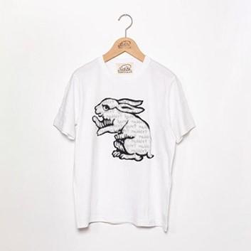 直植毛フロッキーTシャツ ウサギ白 (XLサイズ)