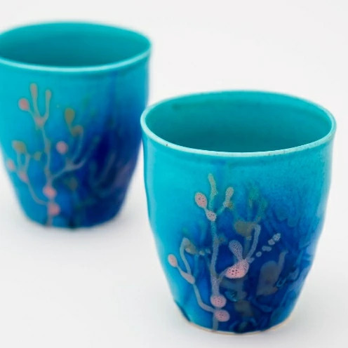 【datta.沖縄南の島陶芸工房】珊瑚タンブラー（ 瑠璃紺・ペアセット）