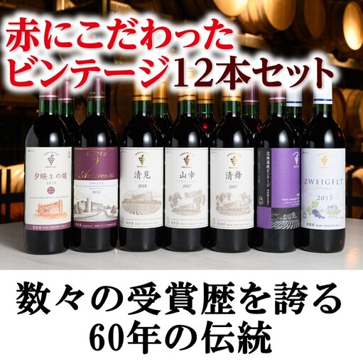 十勝ワイン 赤にこだわったビンテージ12本 北海道ワイン 国産ワイン ヴィンテージ ビンテージ 厳選 人気 受賞 