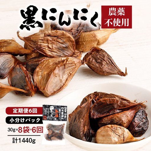 【６ヶ月定期便】＜農薬不使用＞八女八片黒にんにく（30ｇ×8袋）メロンの３.５倍の甘さで臭わない！　012-T002