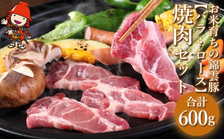 お米育ちの錦雲豚 焼肉セット 合計600g(ロース300g・バラ300g) | ブランド豚 九州産 大分県産 国産 冷凍 送料無料